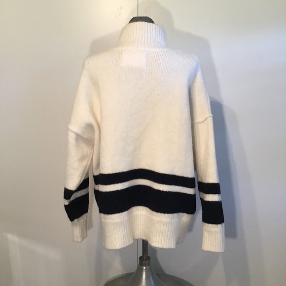 Women's Oversized Funnelneck Stripe Sweater Size M - Picture 2 of 11